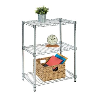 3-Tier Adjustable Shelving Unit with 250-lb Weight Capacity - Chrome