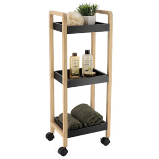 Bamboo & MDF Trolley with 3 Shelves