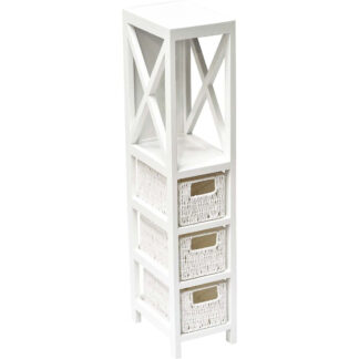 Slim Bathroom Storage Cabinet with 3 Shelves & Baskets-White