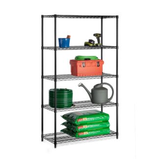 5-Tier Adjustable Shelving Unit with 800-lb Shelf Capacity - Black