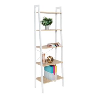5-Tier Wood and Metal A-Frame Ladder Shelf - Natural and White
