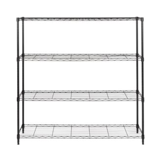 4-Tier Slim Profile Wide Shelving Unit - Black