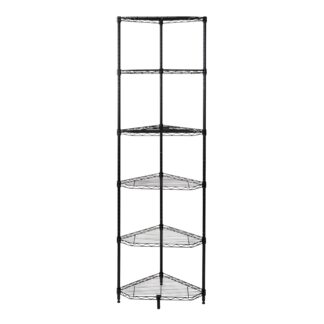 6-Tier Compact Triangle Corner Shelving Unit - Black