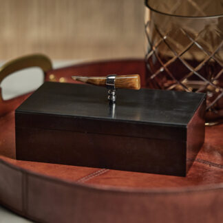 Black Storage Box with Horn Design Handle