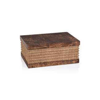 Burlwood & Raffia Storage Box