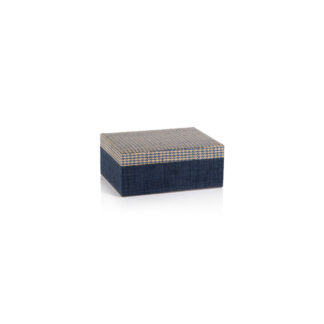Blue & Natural Raffia Storage Box
